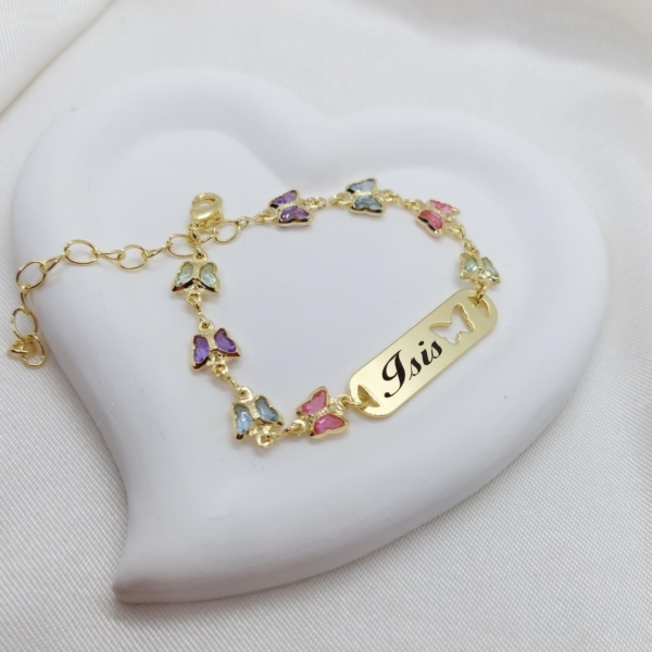 Pulseira Feminina Infantil Borboleta Personalizada