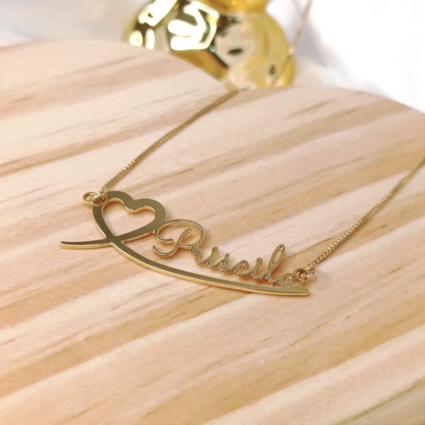 Colar Feminino Nome Coração Personalizado