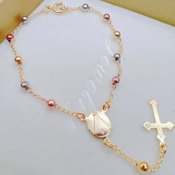 Pulseira Feminina Três Tons Terço